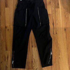 Women's Black Pants with Zipper Details